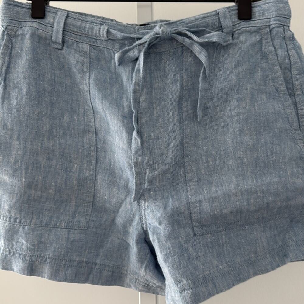 Madewell Light Blue Linen Blend Drawstring Shorts - Picture 2 of 11